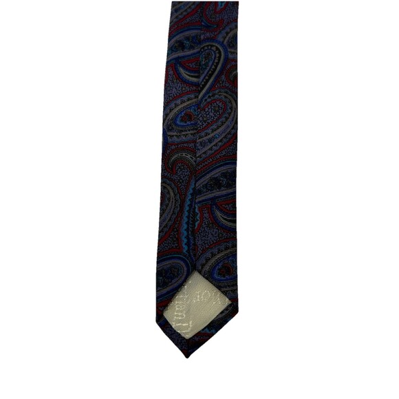 Christian Dior Red Blue Paisley‎ Imported Silk Men's Necktie 55.75" x 3" - Picture 6 of 6